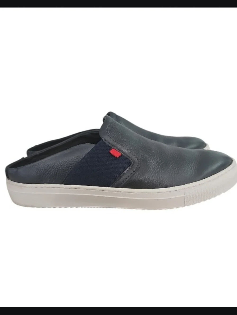 Marc Joseph NY Leather Slip On Mules Men 10.5 Navy Clogs Comfort Casual Shoes